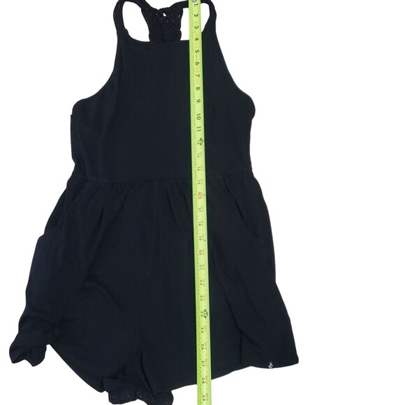 Volcom Womens Black Sleeveless Macrame Romper Shorts Size XS Beach Summer Resort - Picture 10 of 15